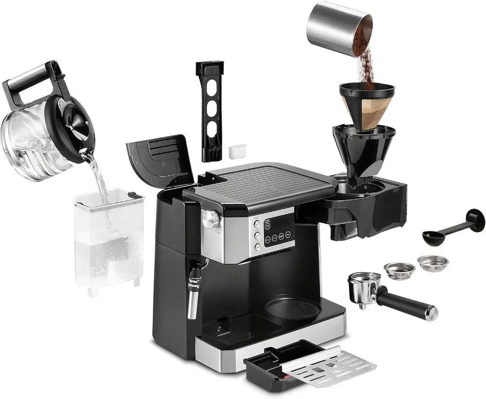 Upgraded All-in-One Coffee And Espresso Machine With Adjustable Milk Frother
