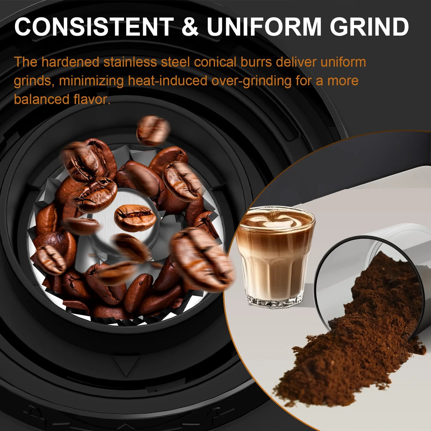 KIRAINAFLY Automatic Conical Burr Coffee Grinder With Touchscreen