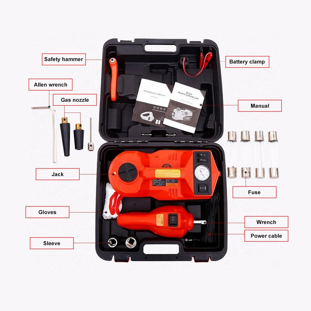 Electric Hydraulic Car Jack 12V DC 5Ton With LED Light