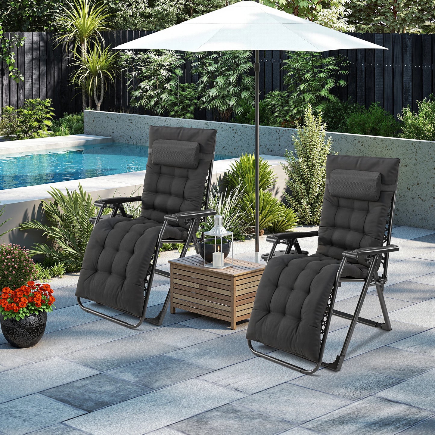 JHK Zero Gravity Two Pack Portable Recliners for Outdoor Patio
