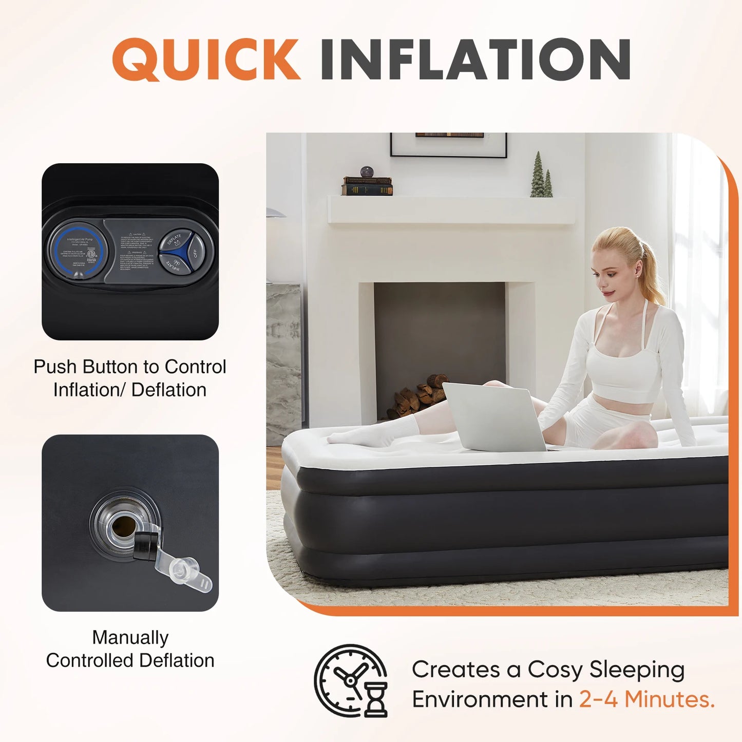 JHK Air Mattress Double Height With Non Slip Bottom