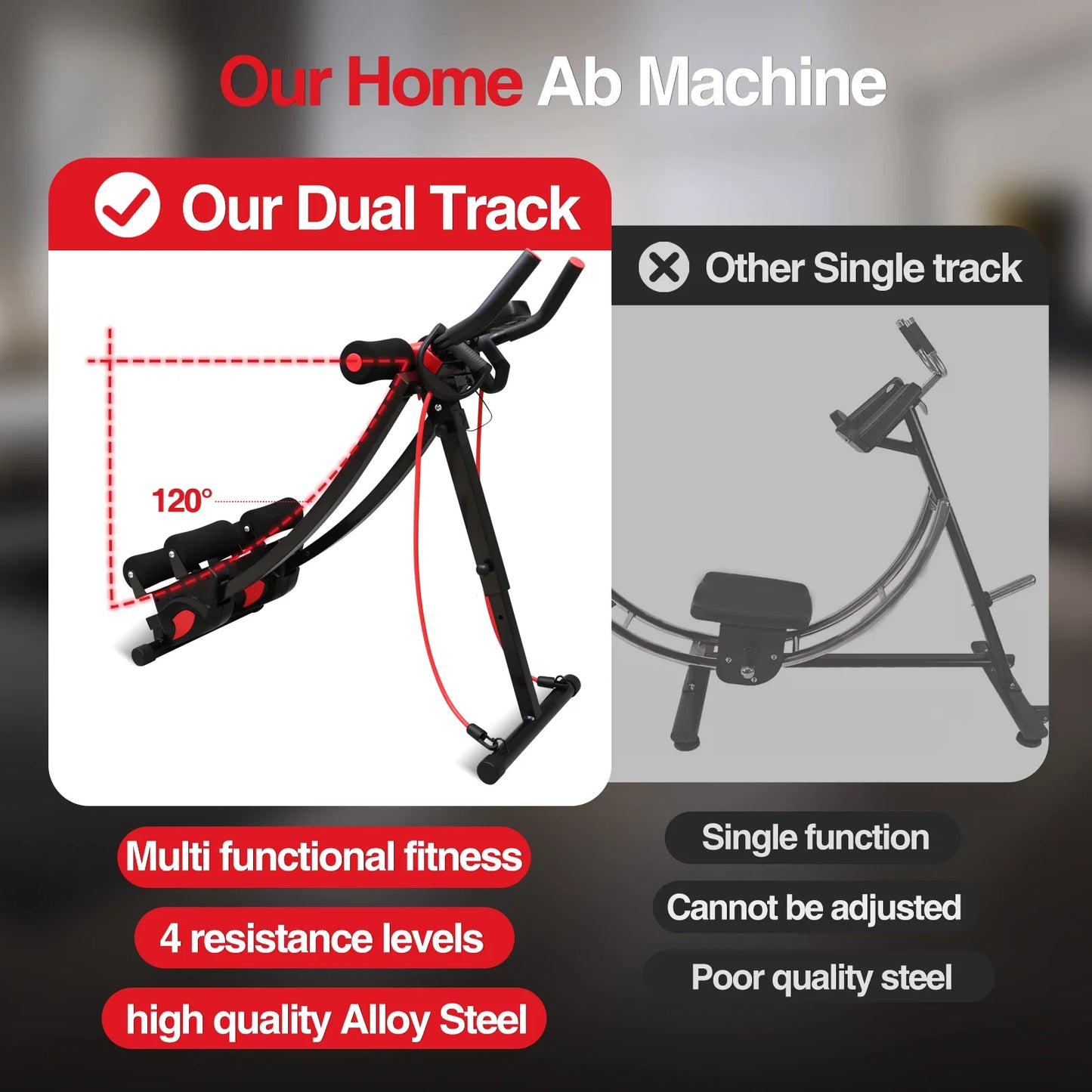 Abdominal Trainer Ab Machine Core Workout Equipment Foldable Home Gym