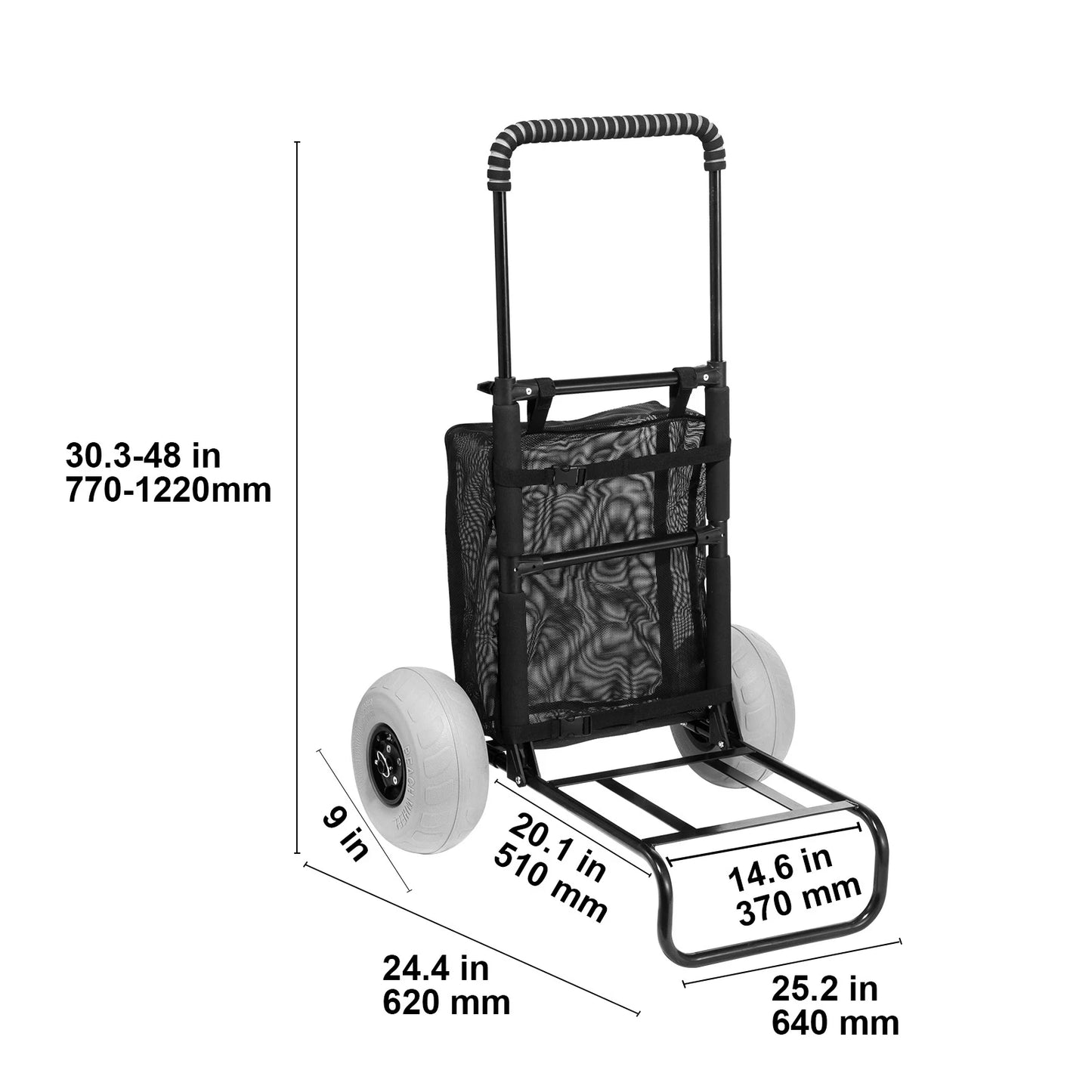 SucceBuy Beach Dolly With Big Wheels Sand Cart 165Lbs Capacity