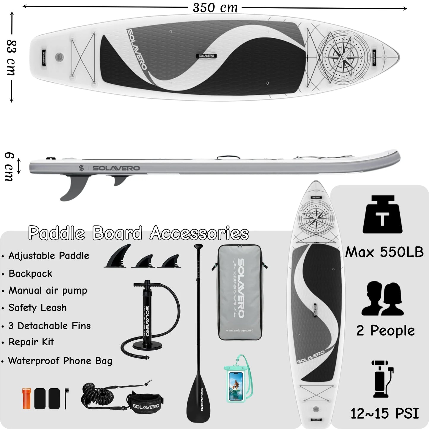 Inflatable Stand Up Paddle Board Non Slip EVA Deck With Premium Accessories
