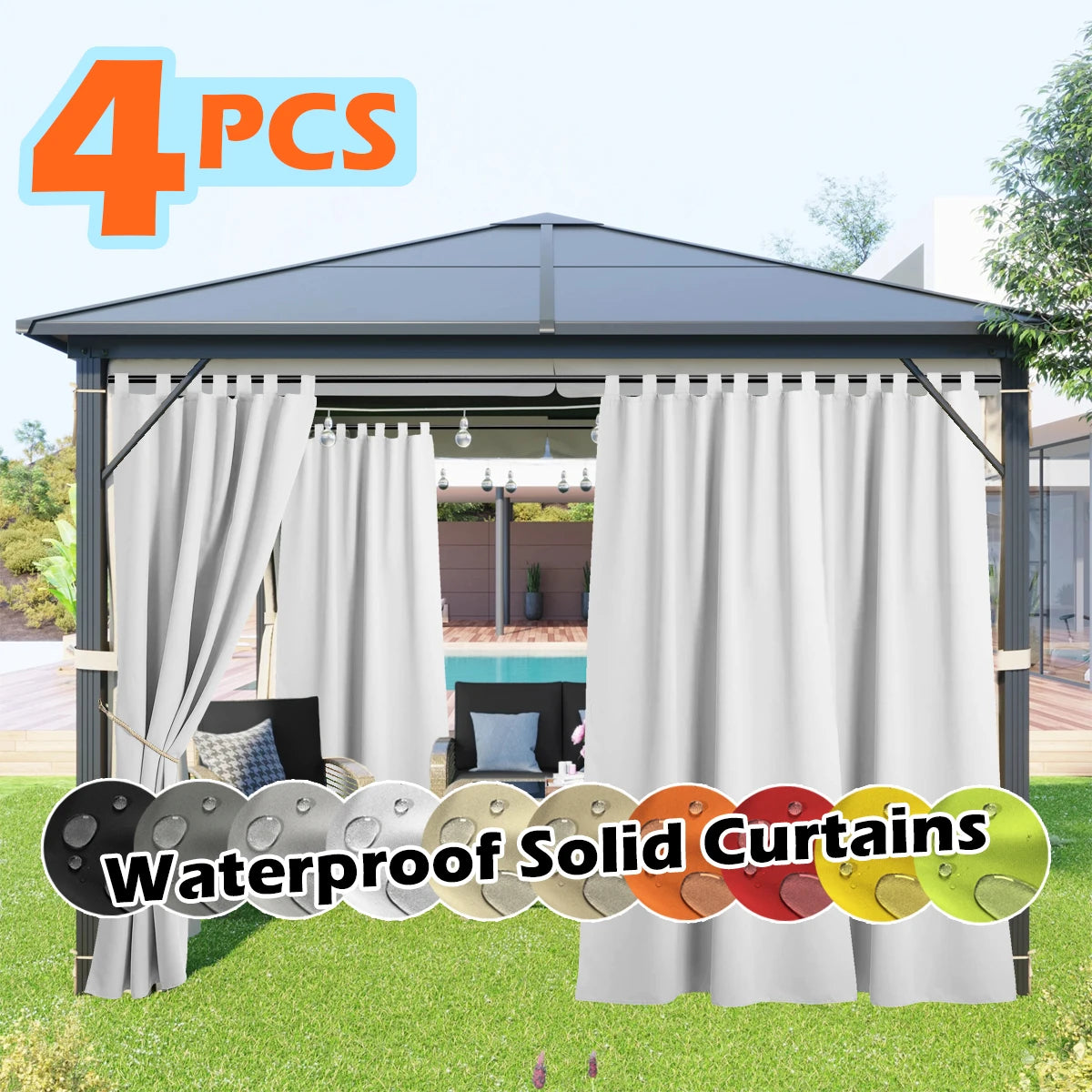 SABALANICA 4 Panels Outdoor Curtains Waterproof UV Resistant