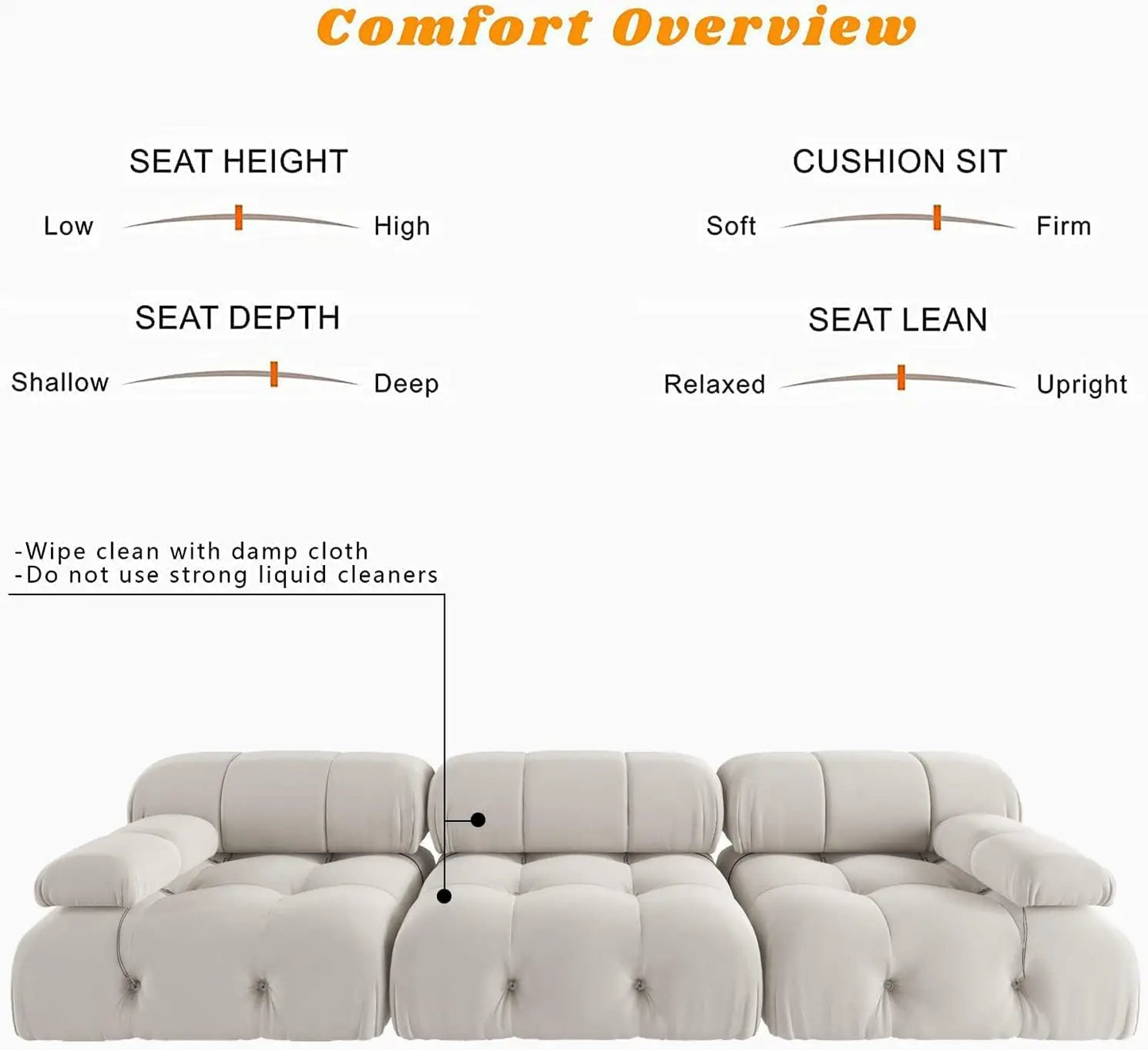 Sdorens Velvet Minimalist Modular Sectional Sofa Modern Convertible Living Room