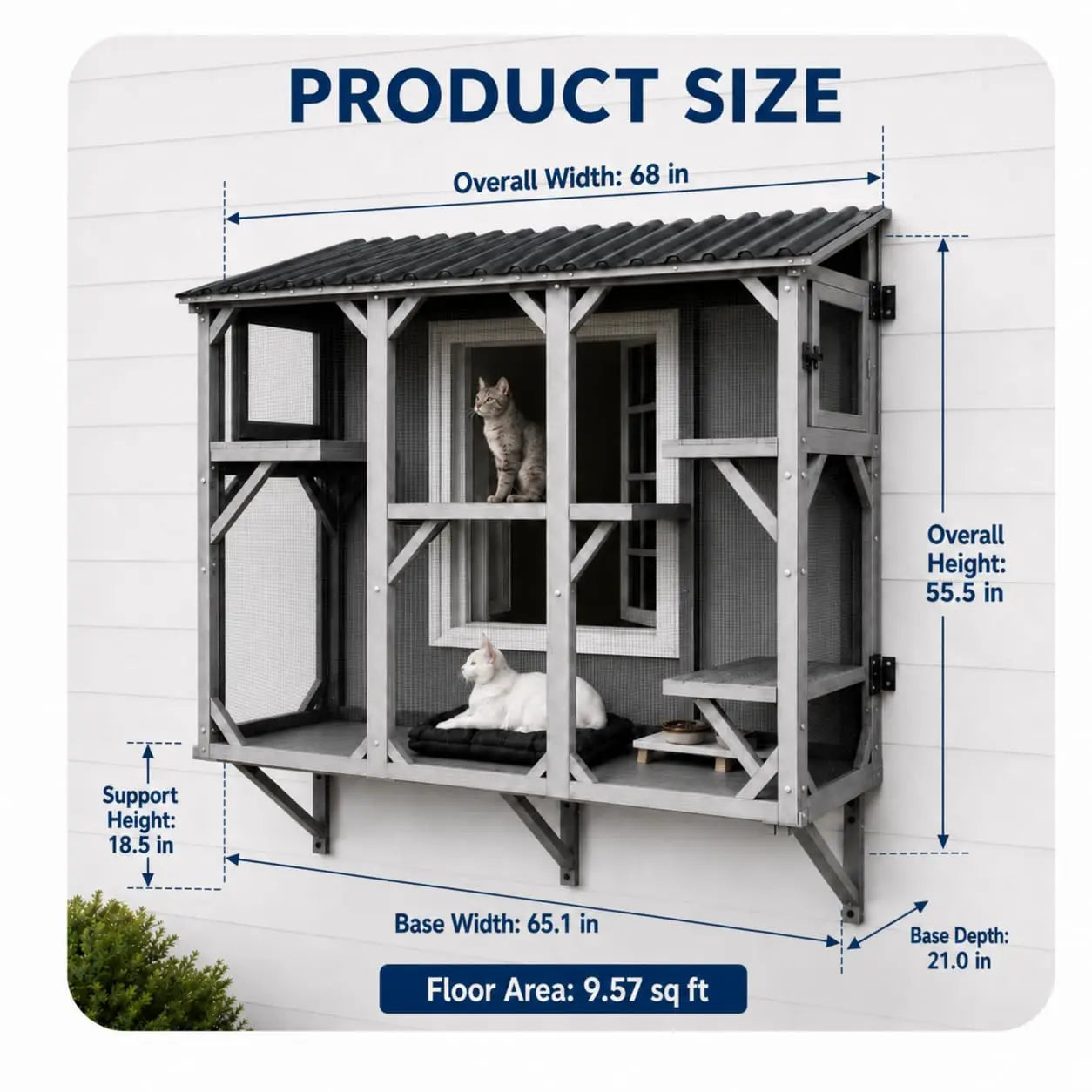 HiMISS Catio Cat Enclosure Window Box With UV Roof All Weather