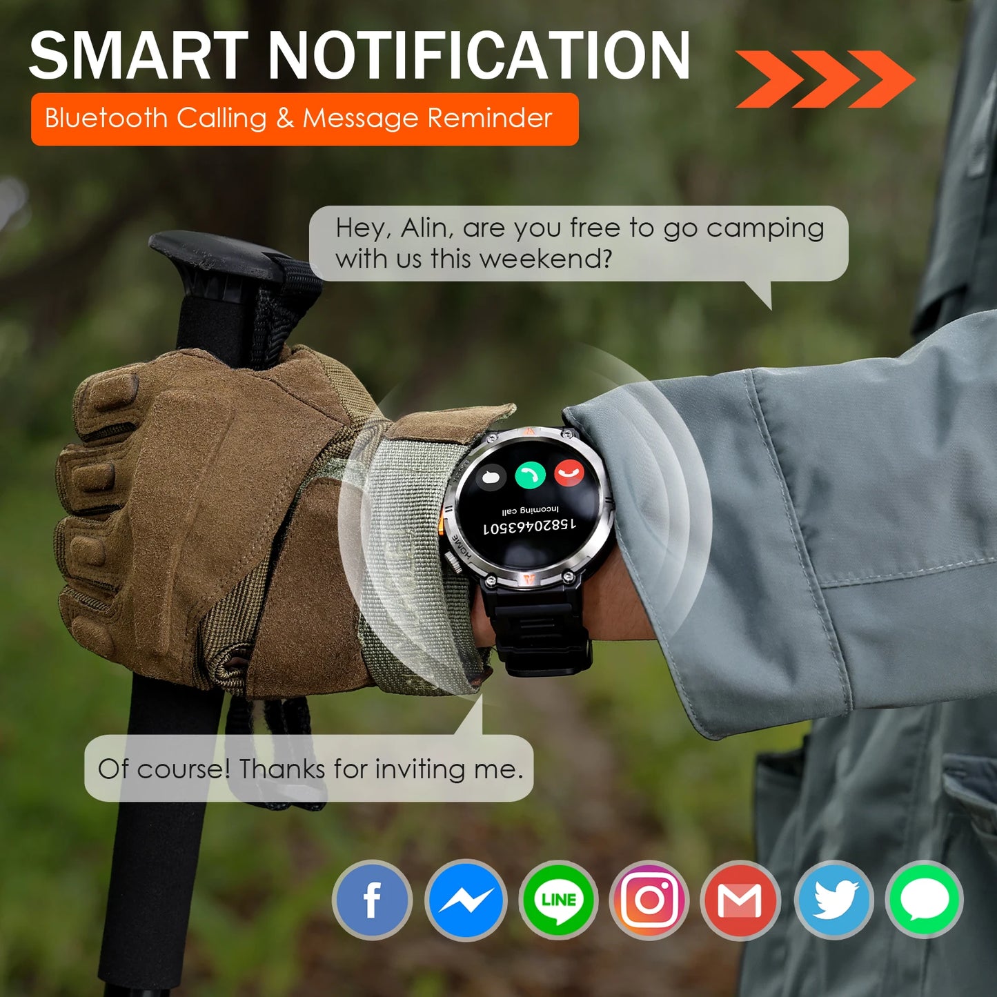 EIGIIS KE3 Bluetooth Smartwatch For Men Health Monitor