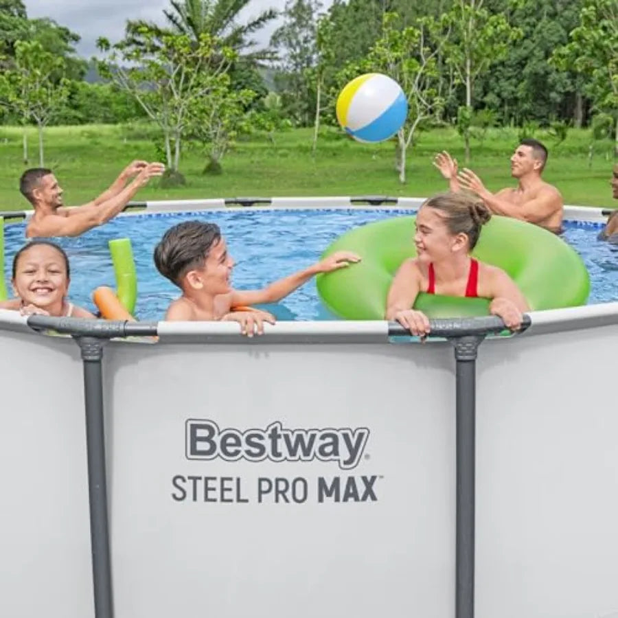 Steel Pro MAX Above Ground Pool With Pump Ladder Cover