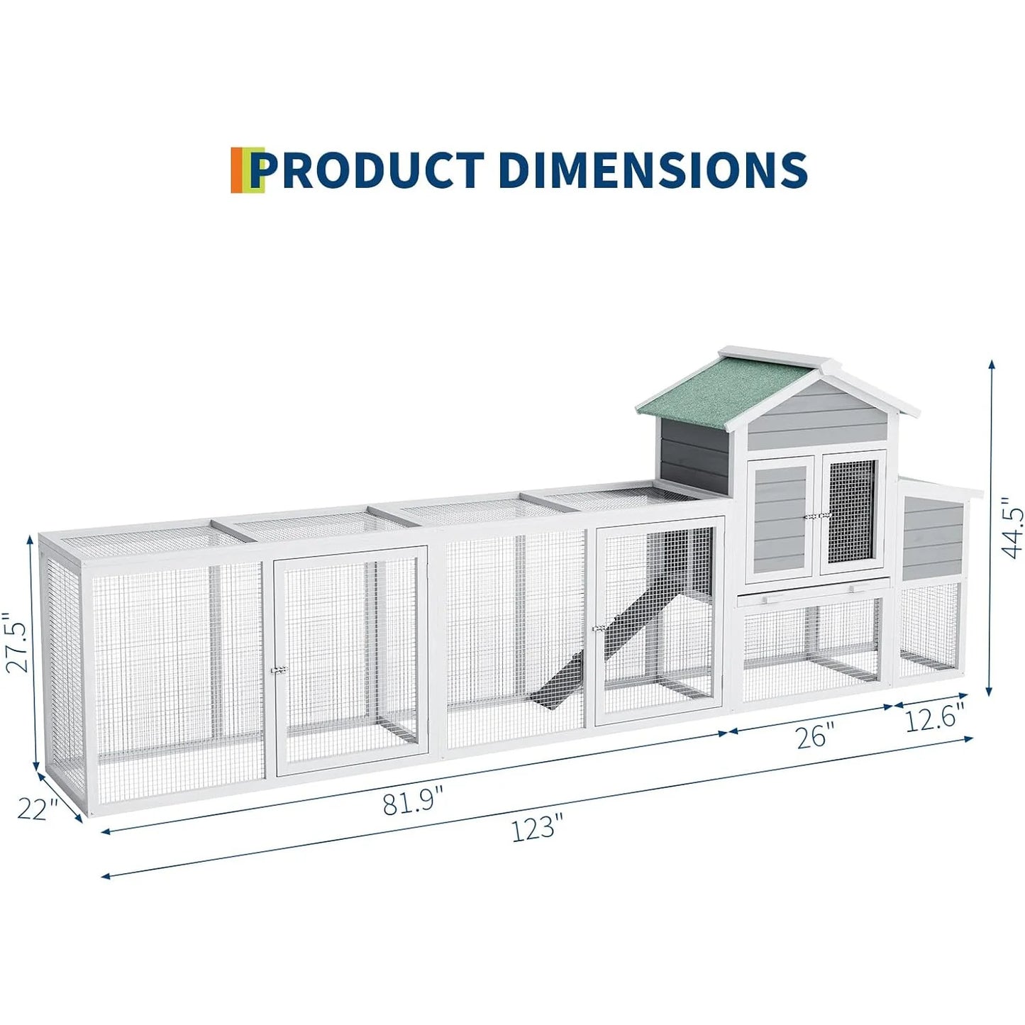 HiMISS Weatherproof Large Wooden Chicken Coop With Run for Poultry