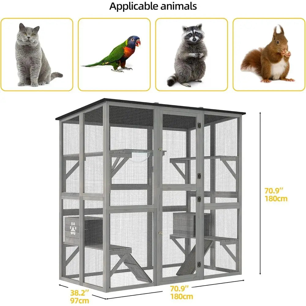 Outdoor Cat Enclosure Catio Walk In Cage With Platforms For Cats