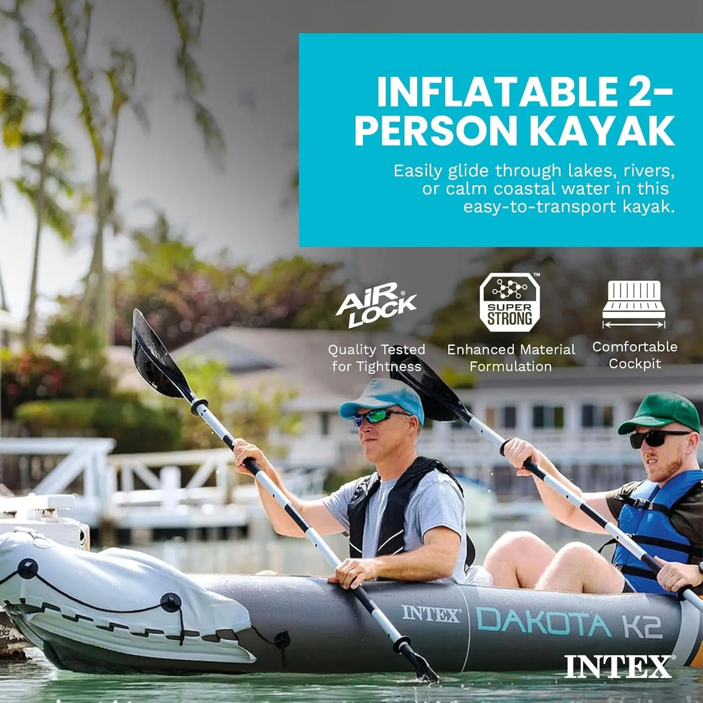 Dakota K2 2-Person Inflatable Kayak Set With Oars And Pump