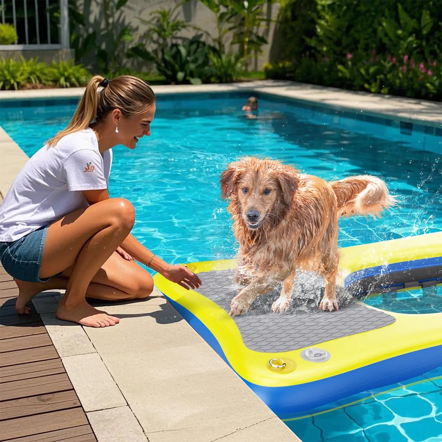 Inflatable Dog Boat Ramp Dock With Anti Slip EVA Foam