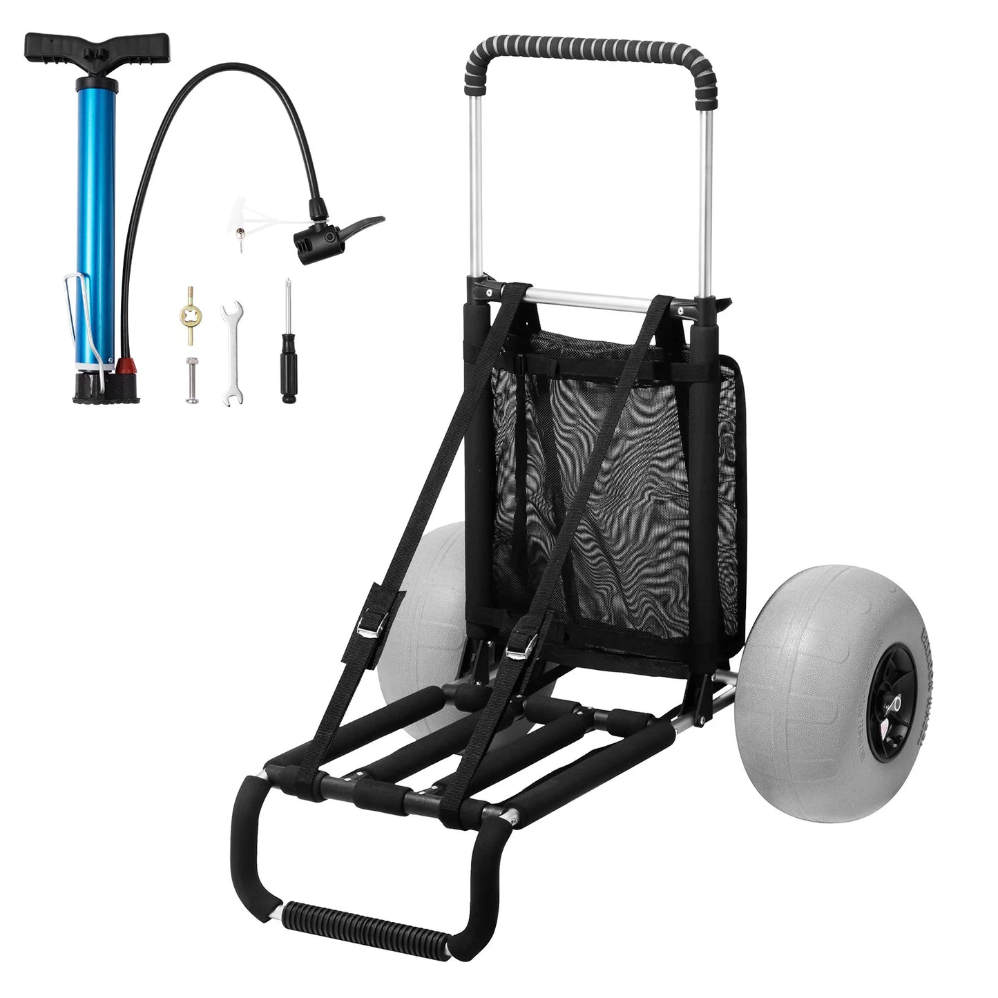 SucceBuy Beach Dolly With Big Wheels Sand Cart 165Lbs Capacity