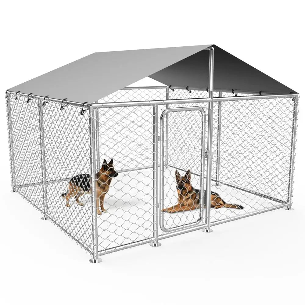 Heavy Duty Outdoor Dog Kennel With Waterproof Roof Fence