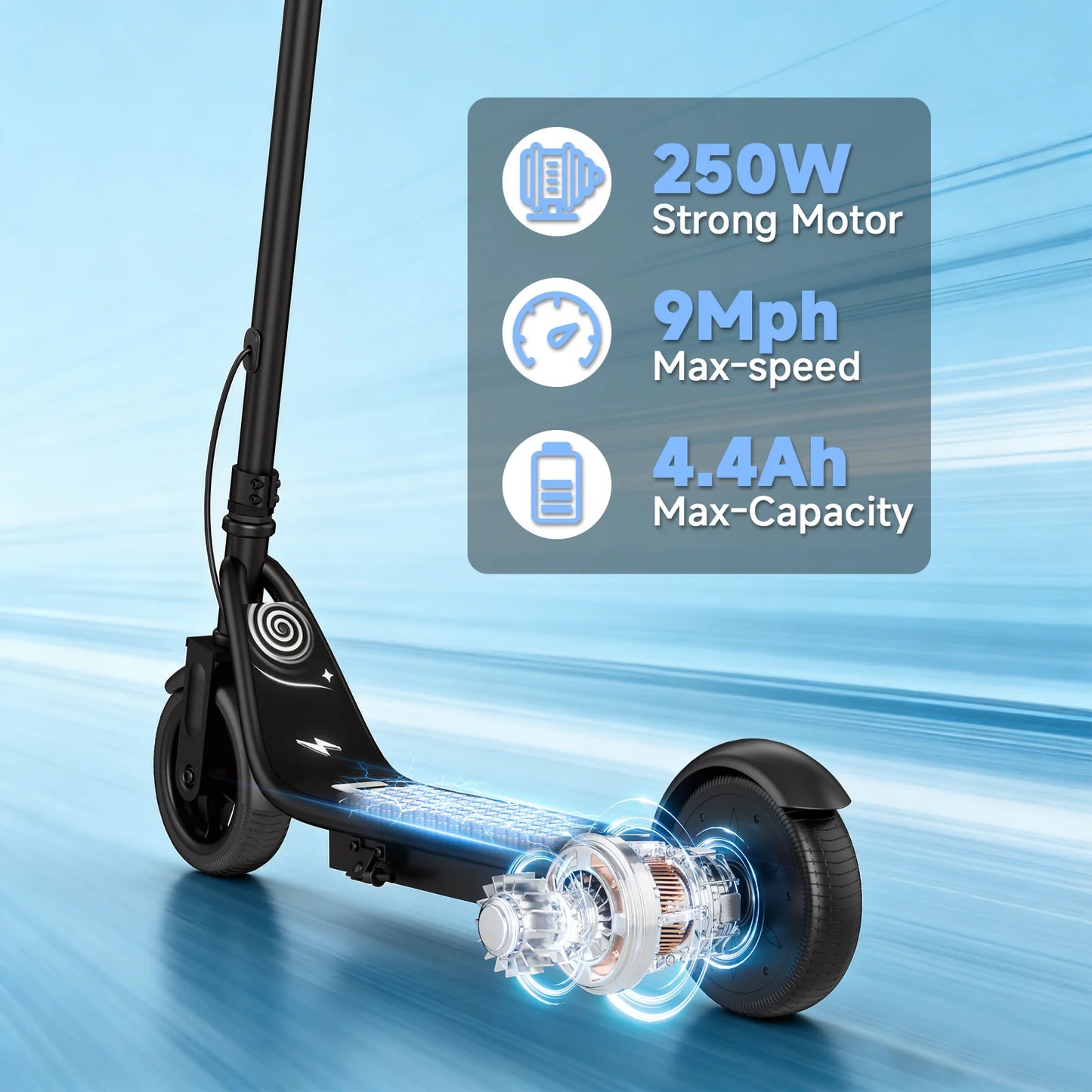 Ladped Kids Electric Scooter 3 Speed Modes 10 Mile Range 250W