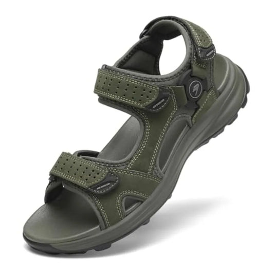 FLARUT Men's Outdoor Hiking Sandals Leather Open Toe