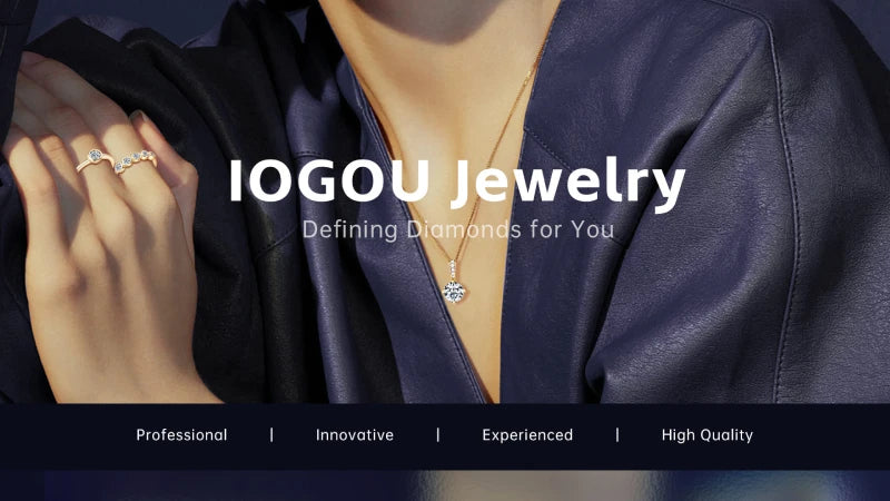 IOGOU Moissanite Jewelry Set Sterling Silver Infinity Necklace Earrings