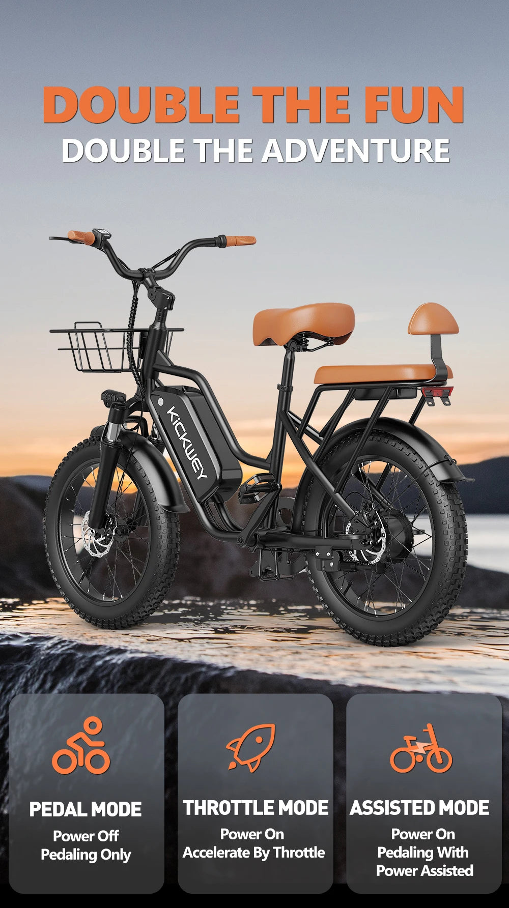 Kickwey Electric Mountain Bike 1500W Peak Removable Battery