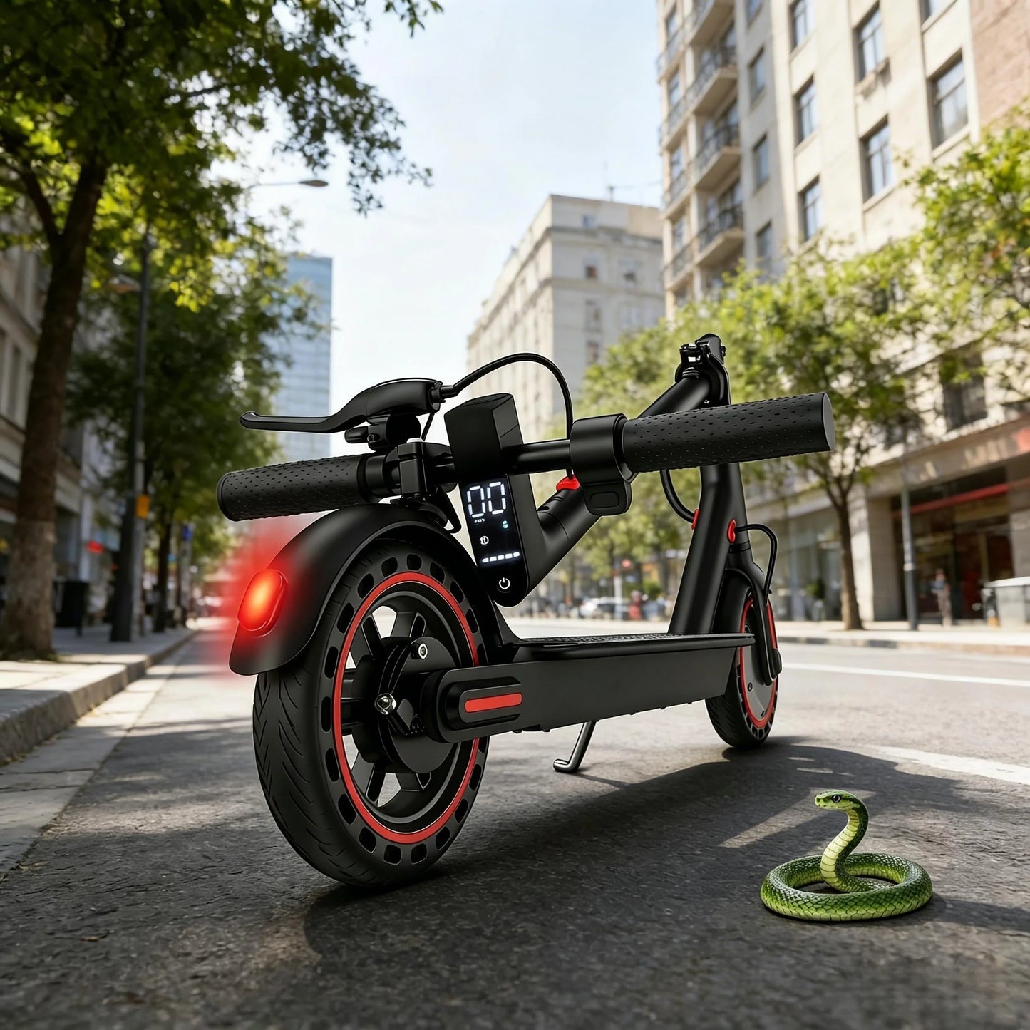 Foldable E-Scooter With LED Display, Solid Tires And Dual Brakes