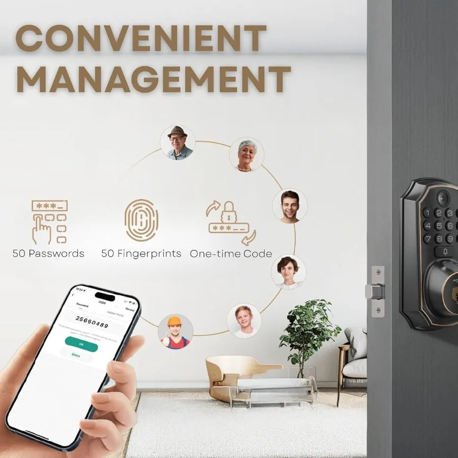 SHXI Keyless Entry Door Lock With Camera And Fingerprint