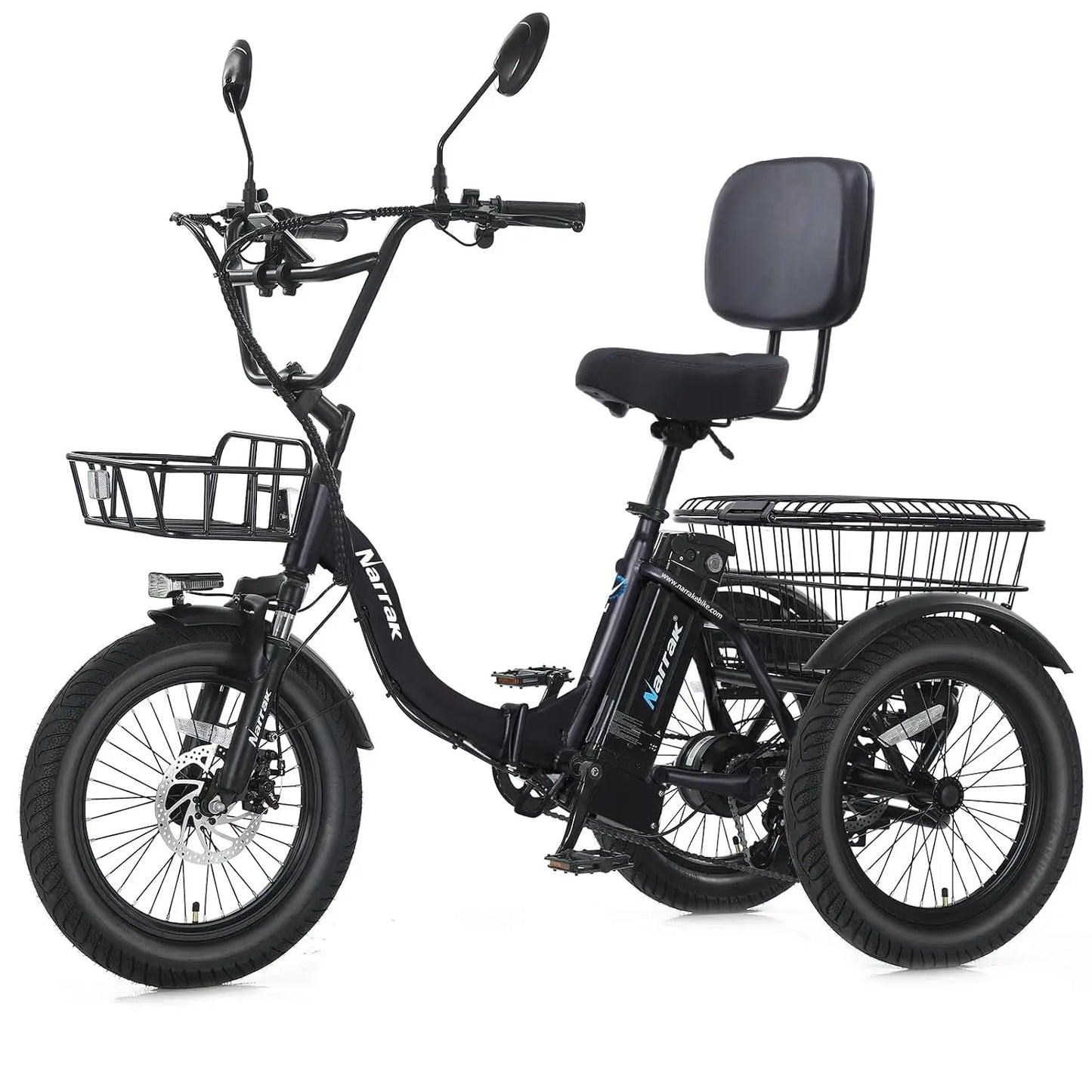 Premium Adult Fat Tire Folding Electric Tricycle Adjustable Handlebars
