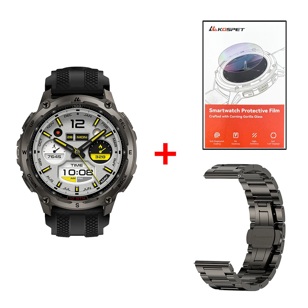 KOSPET Tank T4 Smartwatch For Men GPS Offline Maps 10ATM