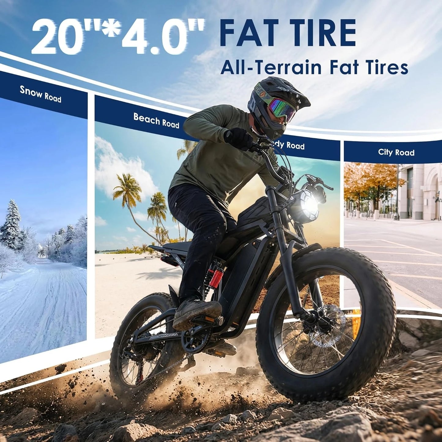 Adult Electric Bike 1500W Peak 48V Removable Battery 80 Miles