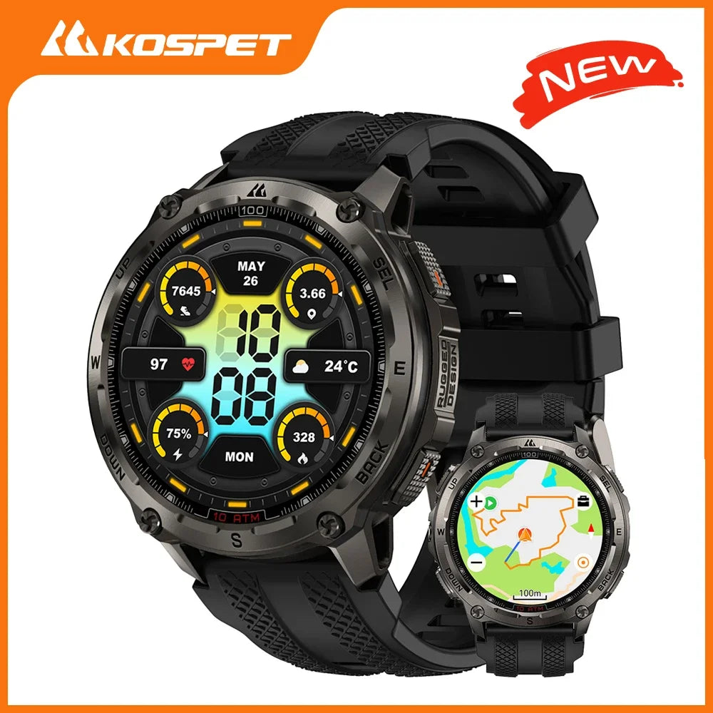 KOSPET Tank T4 Smartwatch For Men GPS Offline Maps 10ATM