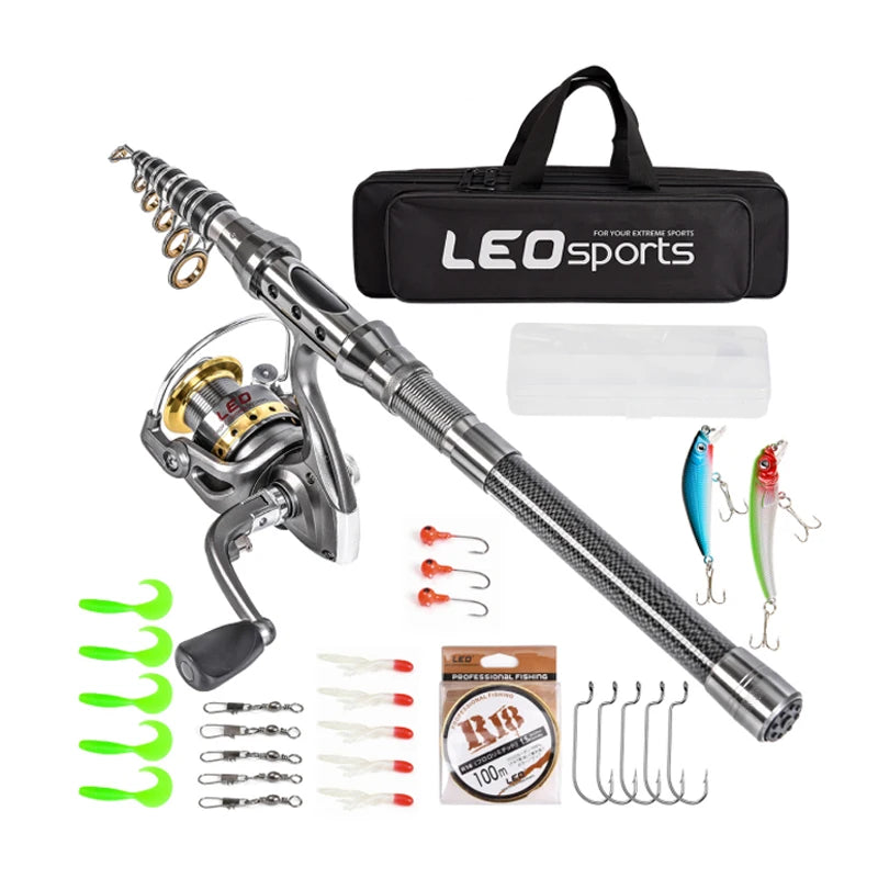 Telescopic Fishing Rod And Reel Kit With Lures And Accessories