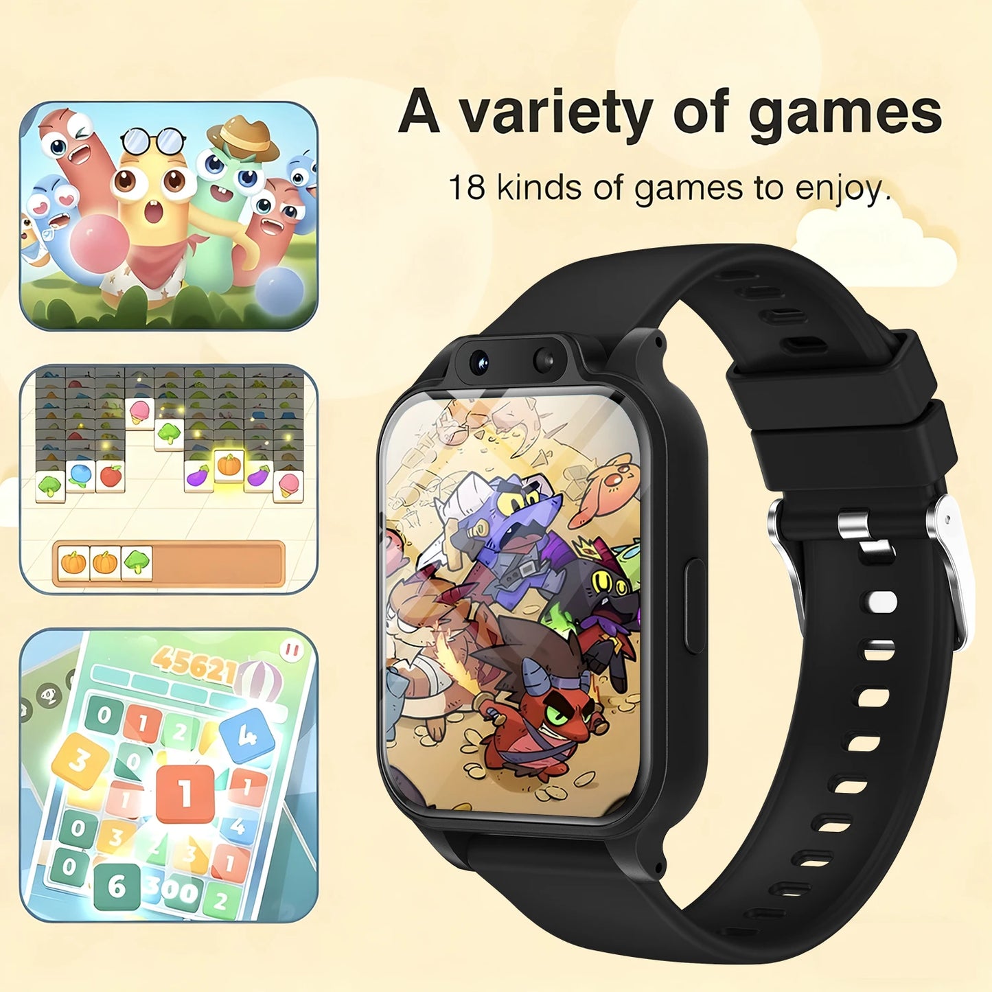 SIMSONLAB Kids Smartwatch With HD Camera Stopwatch And 18 Games