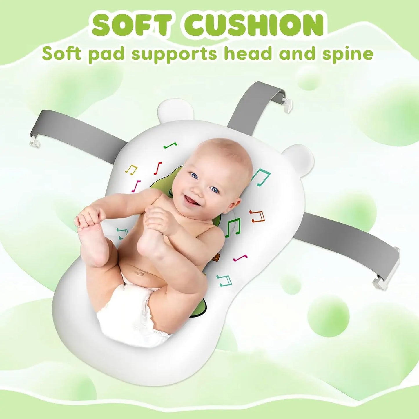 Baby Bath Tub With Cushion Thermometer Foldable Design