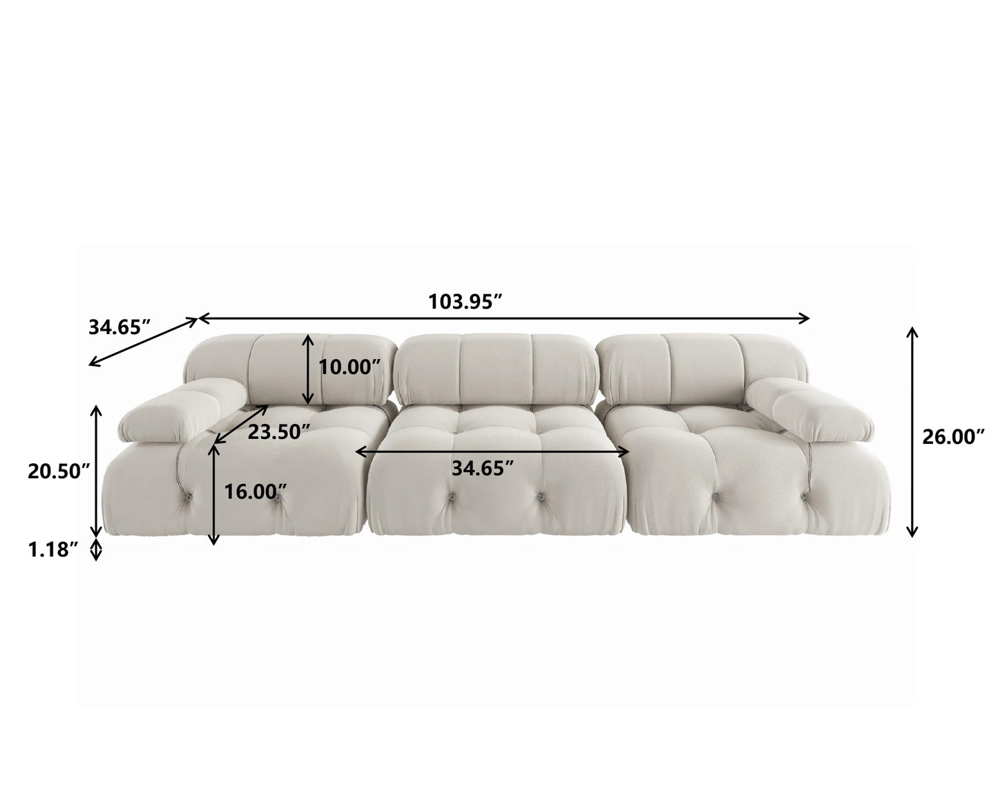 Sdorens Velvet Minimalist Modular Sectional Sofa Modern Convertible Living Room