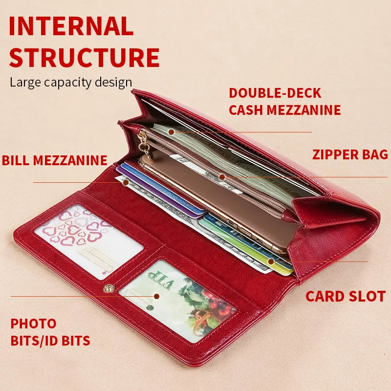 GERUOLA RFID Anti Theft Long Wallet With Demagnetization