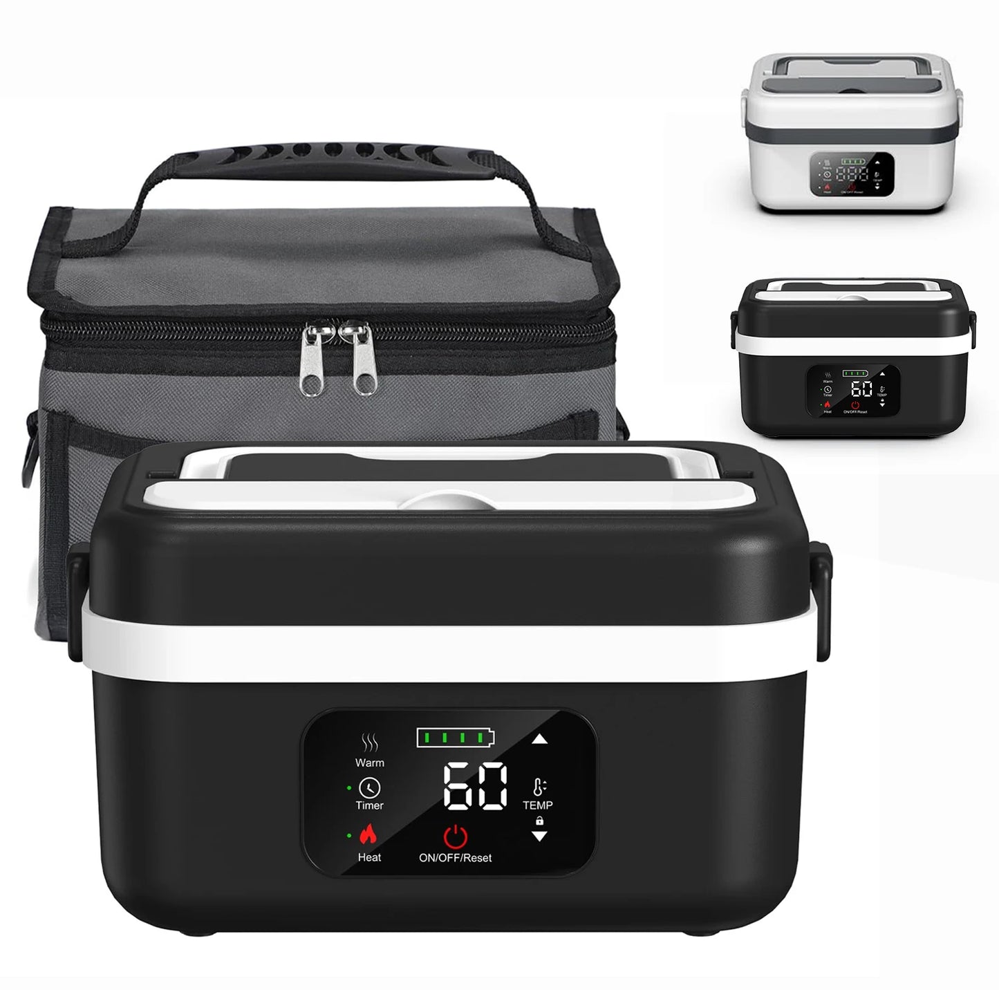 Wireless Electric Insulated Lunch Box With 60W Heating 8000mAh Battery