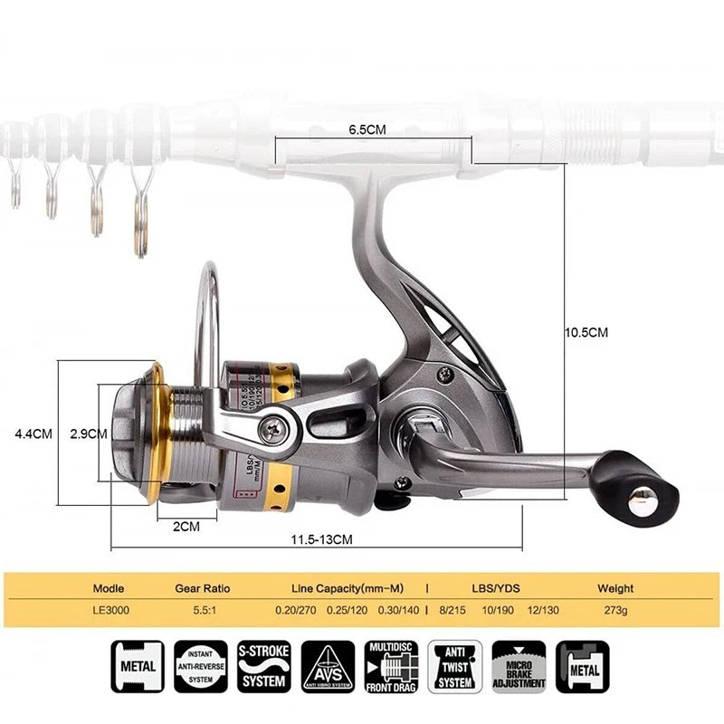 Telescopic Fishing Rod And Reel Kit With Lures And Accessories