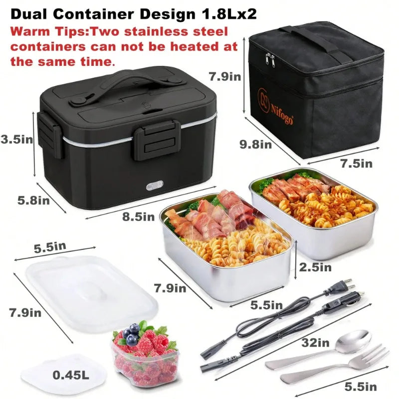 Premium Electric Heated Lunch Box With Stainless Steel Interior