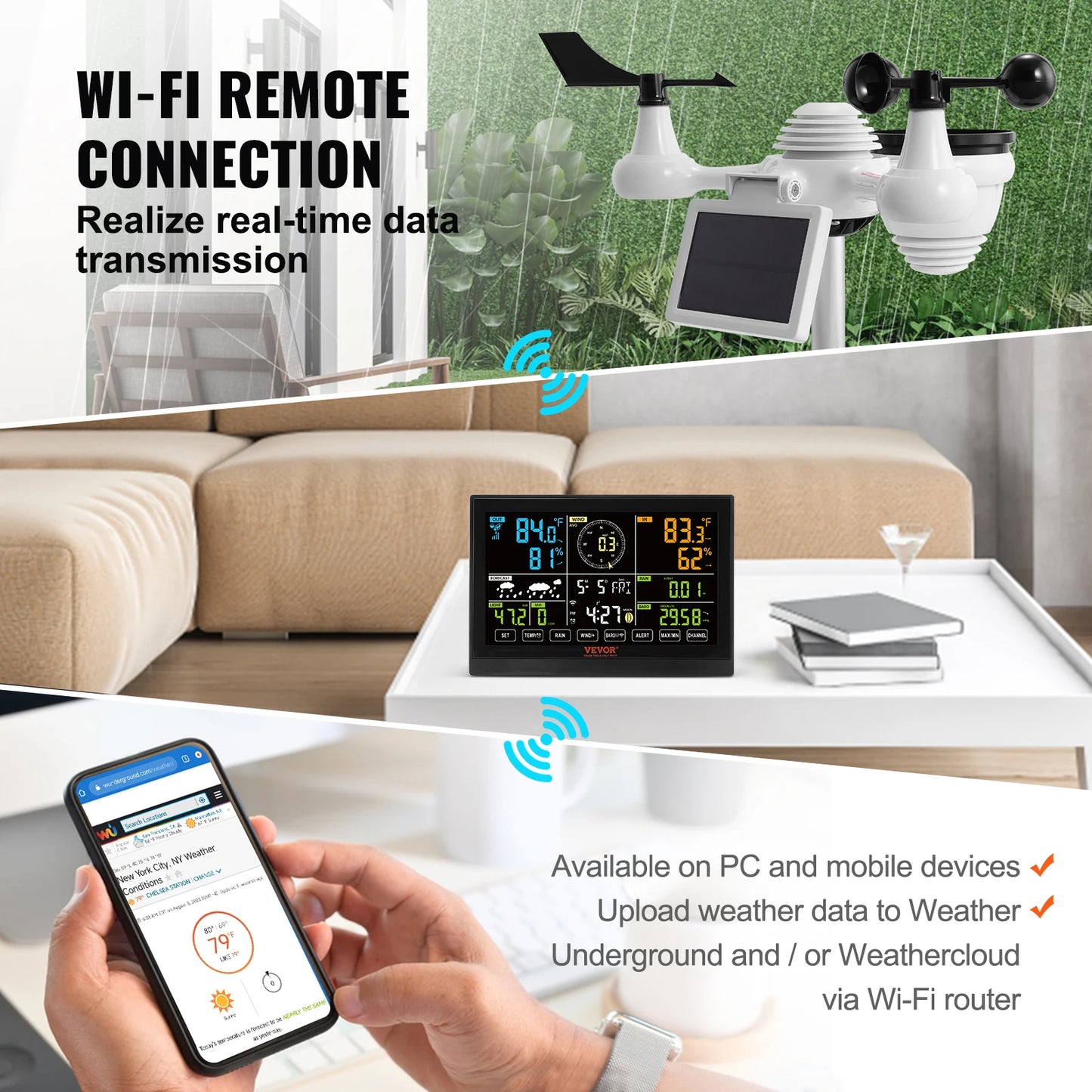 SucceBuy 7-in-1 Wi-Fi Weather Station With Outdoor Sensor