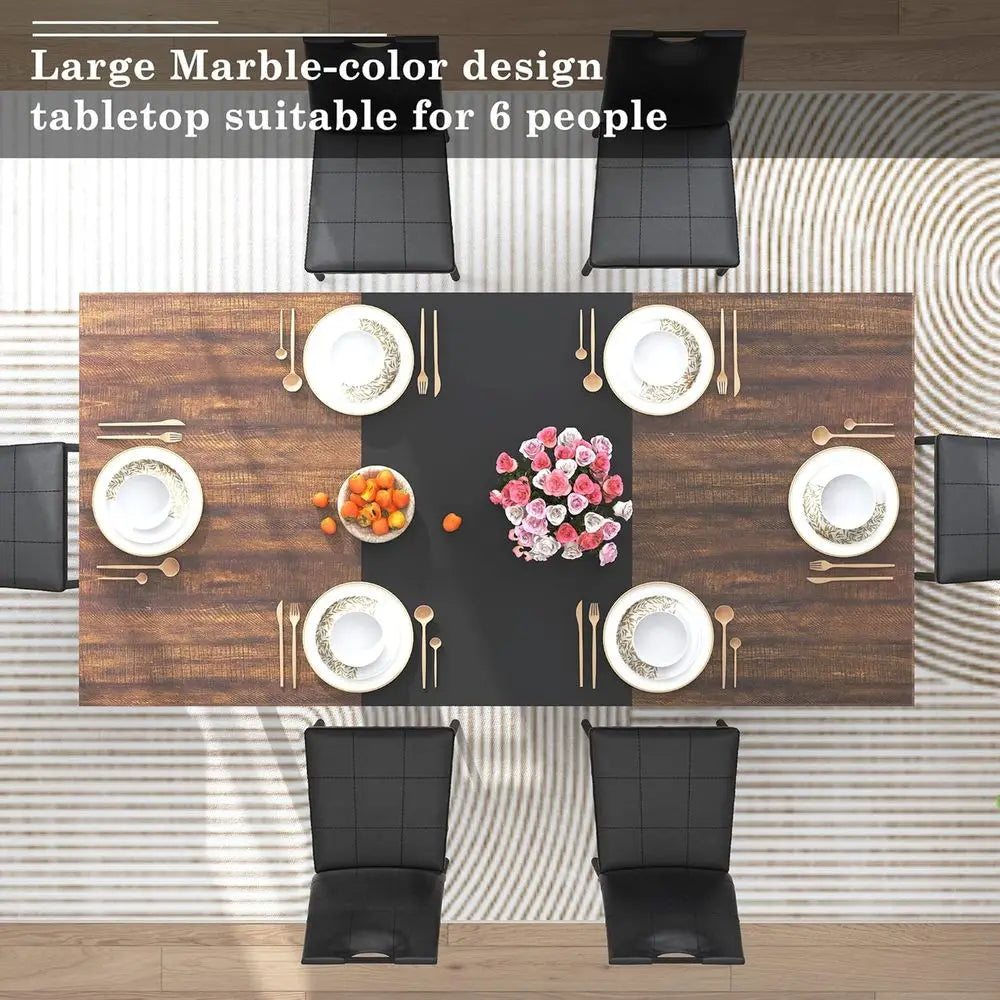 Modern Wooden Dining Set With Upholstered Chairs For Kitchen