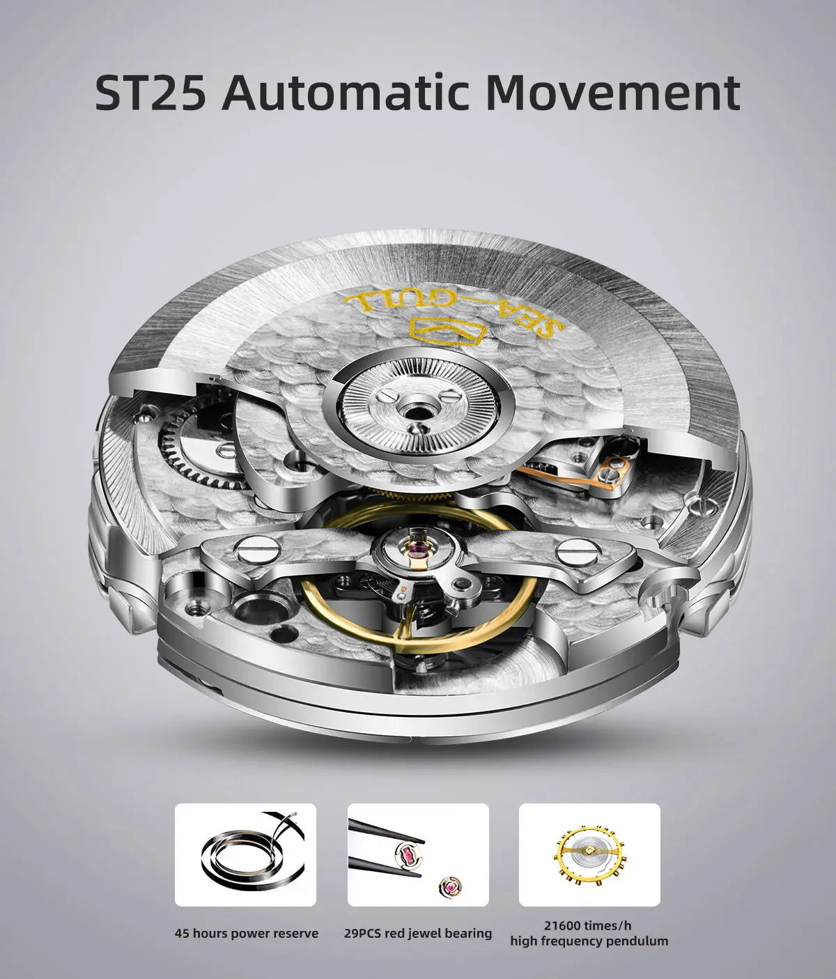 Sea-Gull Stainless Steel Luxury Mechanical Watch For Men