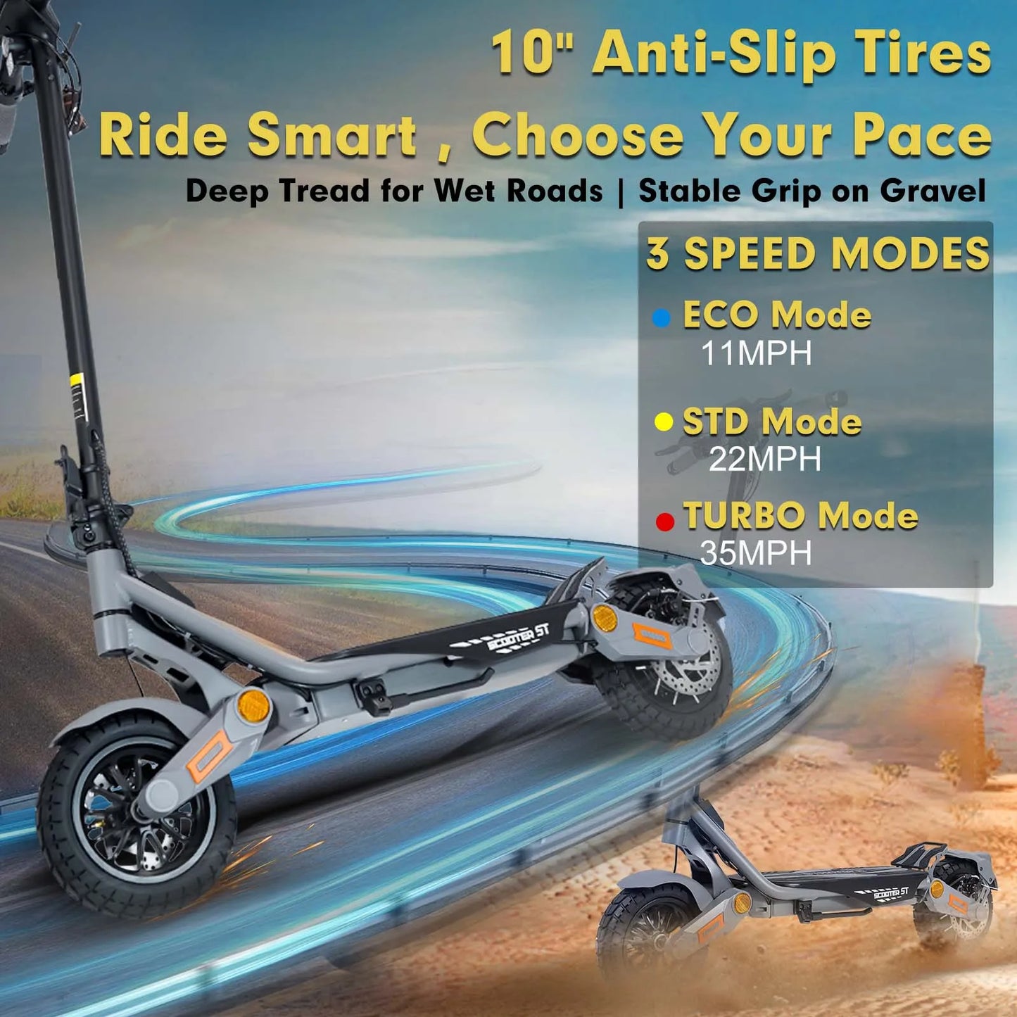 BIkydom Electric Scooter 1200W 48V Top Speed 35MPH Premium