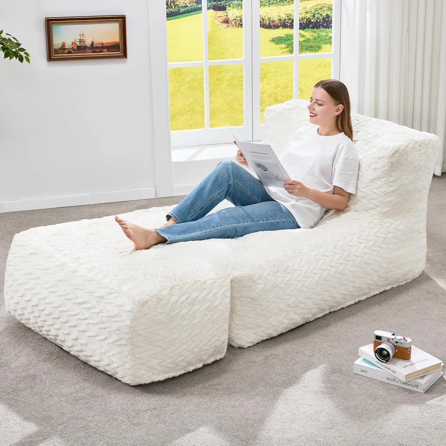 Bean Bag Lounger Chair With Memory Foam