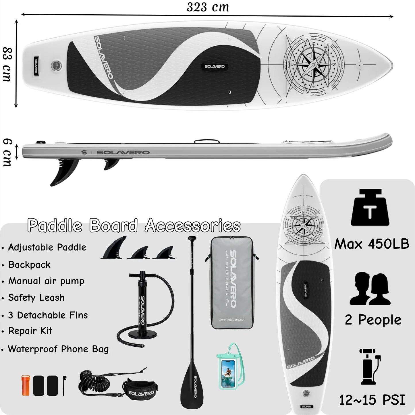 Inflatable Stand Up Paddle Board Non Slip EVA Deck With Premium Accessories
