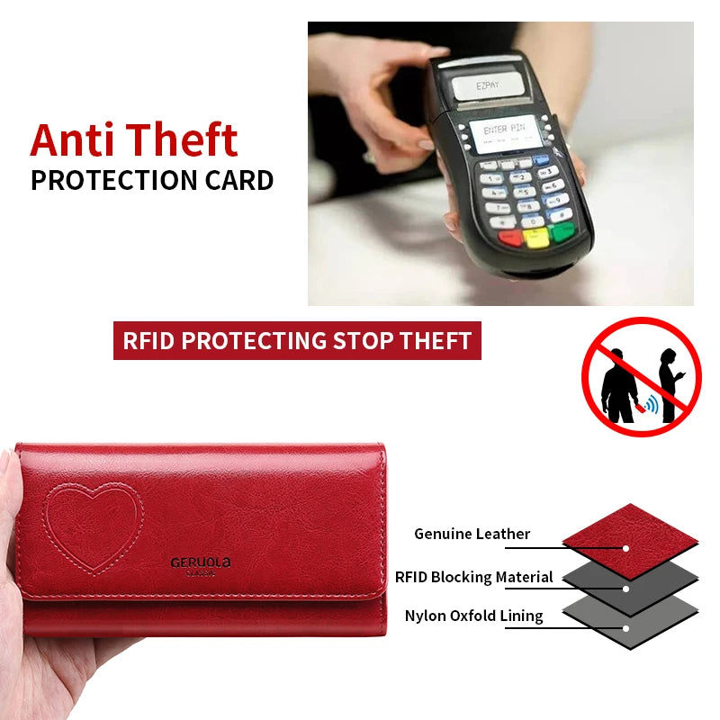 GERUOLA RFID Anti Theft Long Wallet With Demagnetization