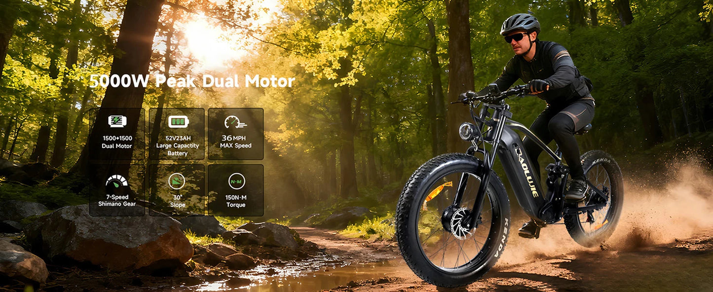 Baolujie P2 Electric Bike Motor 3000W With 52V Battery
