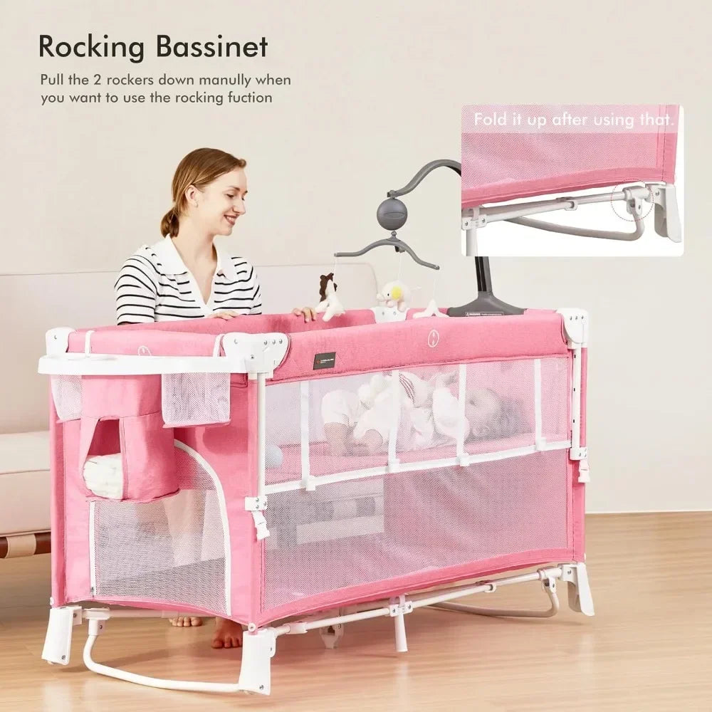 5 In 1 Baby Bassinet Crib Sleeper With Removable Rocker
