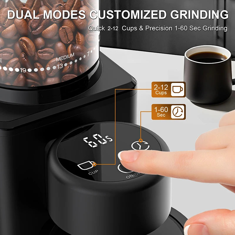 KIRAINAFLY Automatic Conical Burr Coffee Grinder With Touchscreen