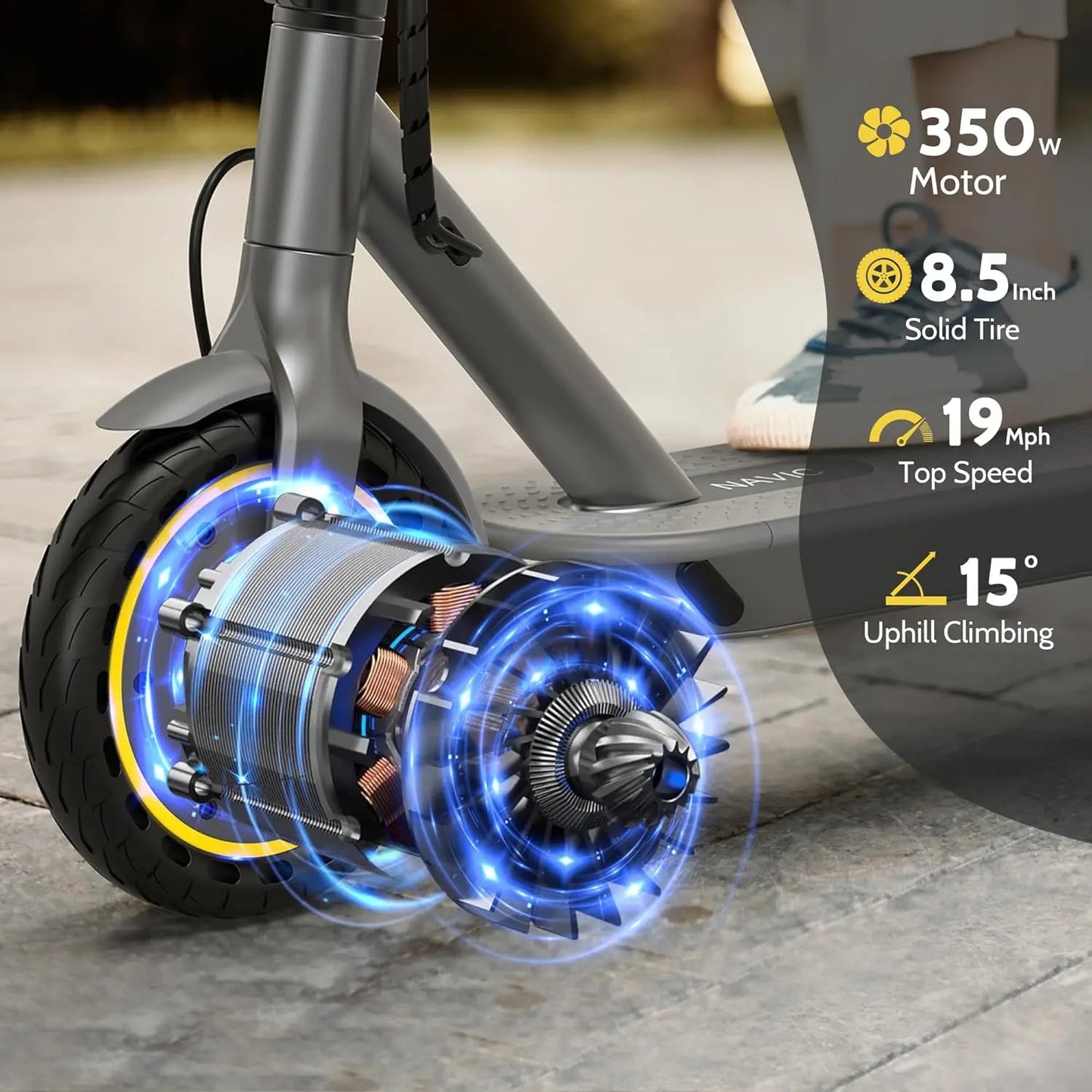 Navic T5 Electric Scooter 350W 19MPH App Control Folding 22 Miles Range