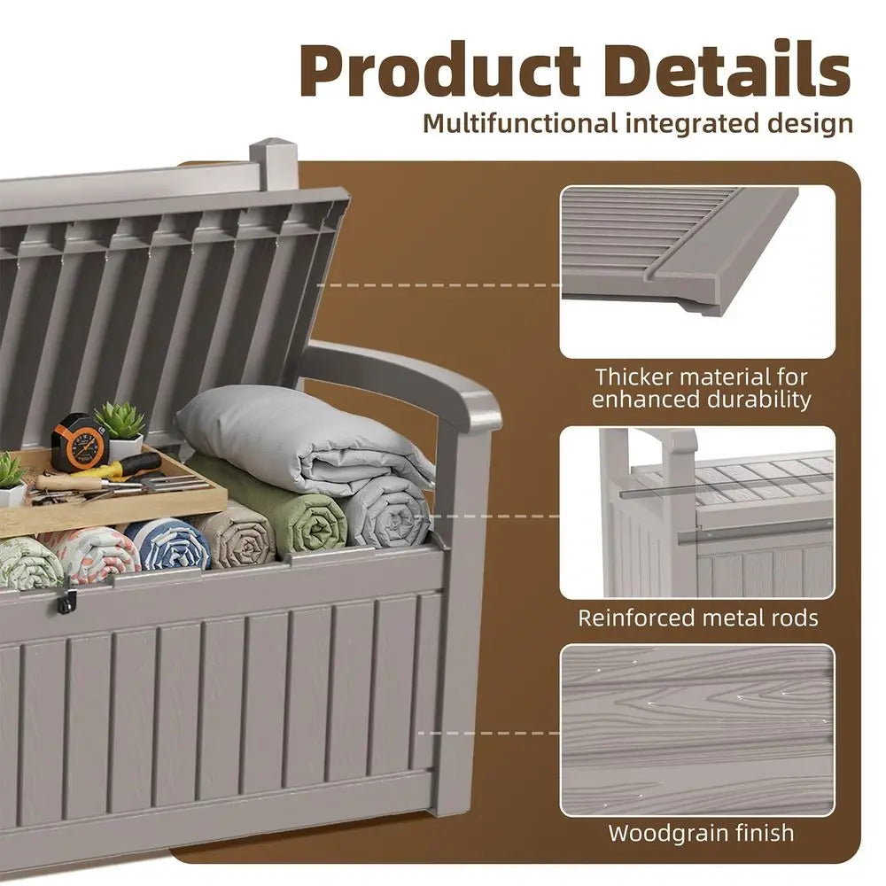 Outdoor Storage Bench Resin Deck Box With Lockable Lid
