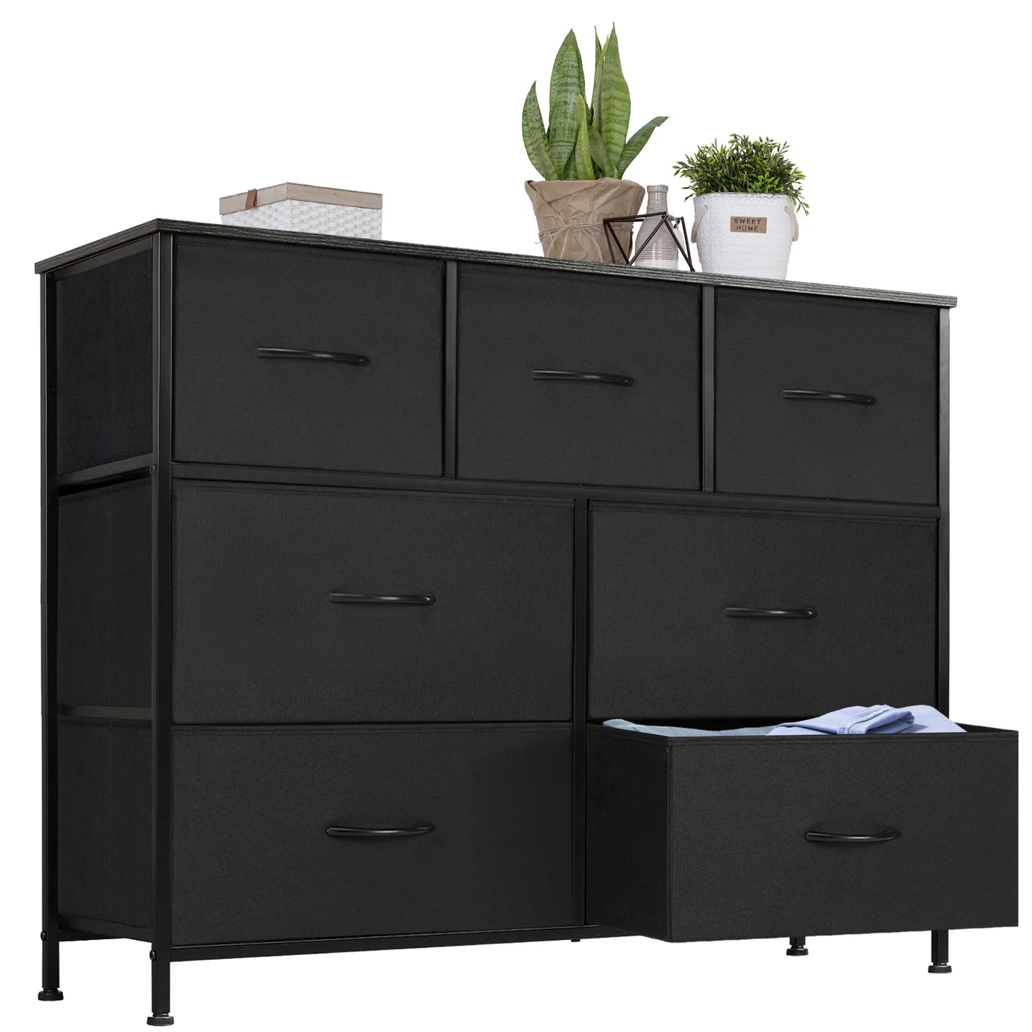 JHK Dresser With Seven Fabric Drawers Bedroom Organizer